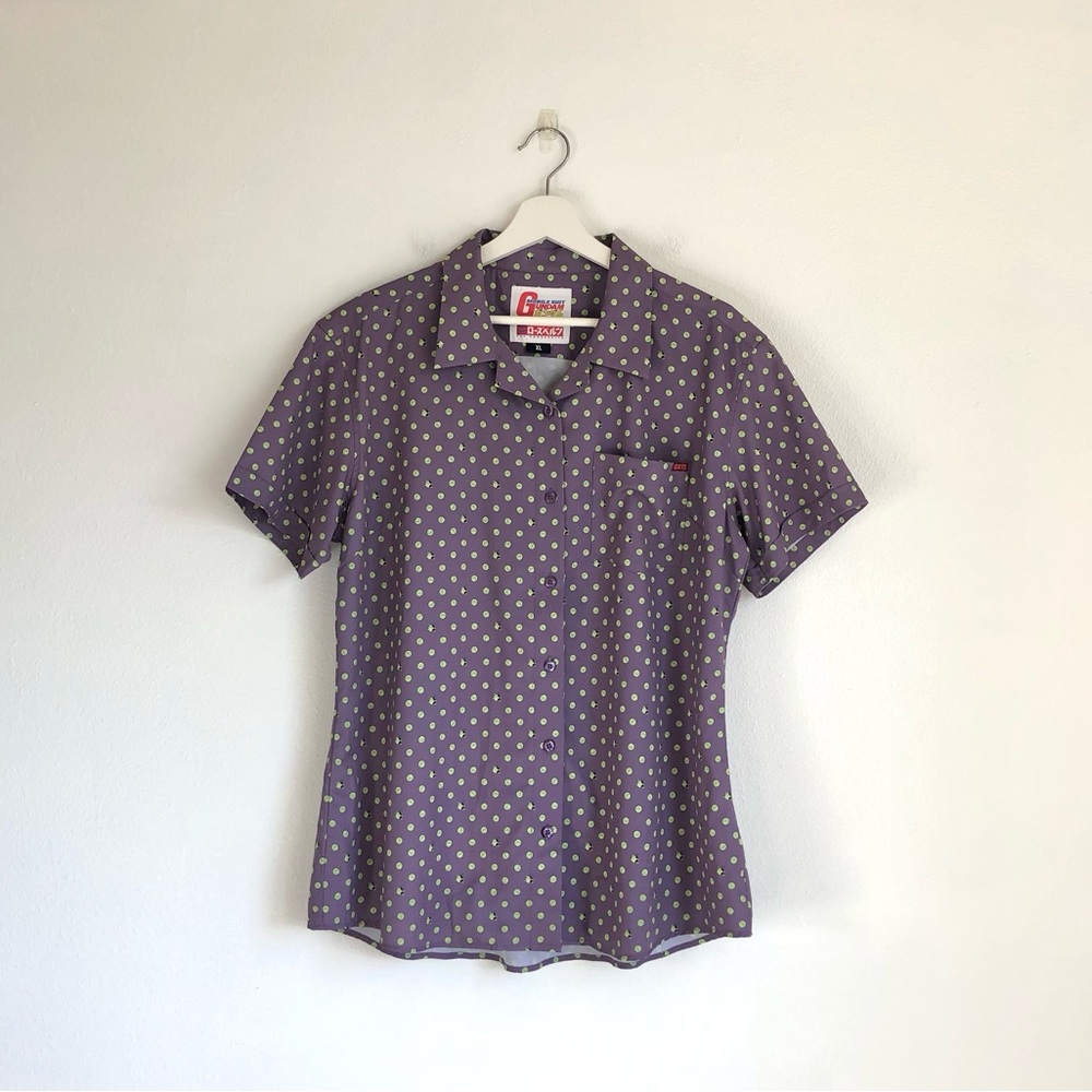 RSVLTS Gundam Haro Button Up Short Sleeve Shirt Top Size XL Anime Fandom